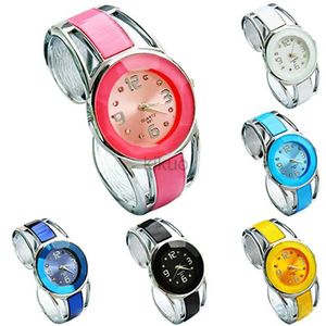 Armbanduhren Heiße Verkäufe Frauen Mode Öffnung Ende Quarz Analog Runde Fall Armband Armreif Armbanduhr 24329