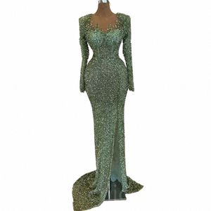 Glitter Women's LG kollu Akşam Dresleri Denizkızı Yuvarlak Boyun Zarif Prens Balo Koyuları Resmi FI Ünlü Parti Robe T5TL#