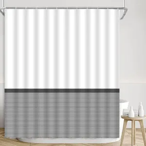 シャワーカーテン幾何学的なカーテンモダンなストライプカラーブロッキングミニマリストプリントポリエステル生地のバスルームの装飾