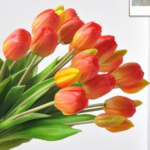 5pcs/ Silicone Tulip Artificial Real Touch Fake Flower Bouquet Wedding Decoration Home Garen Decor 240322