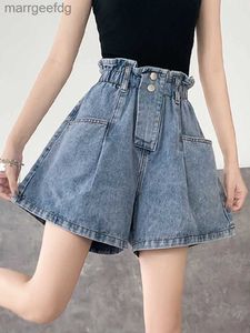 Frauen Shorts Elastische Hohe Taille Denim Für Frauen Sommer Große A-linie Breite Bein Kurze Hosen Casual Weibliche Streetwear M-6xl 240329