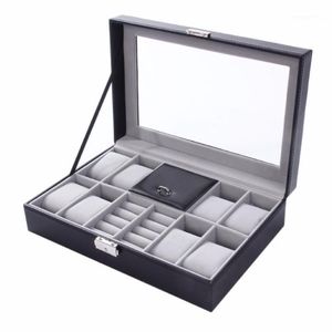 Watch Boxes & Cases Box 8 3 Mixed Grids 30 20 8cm Leather Suede Inside Word Buckle Storage Jewelry Ring Display Mens Case Top 1260U