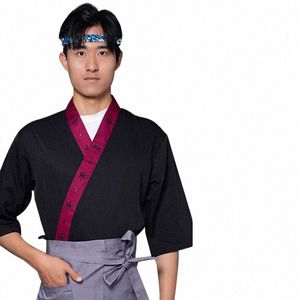 Japanischer Stil Chef Uniformen Kimo Teppanyaki Sushi Küche Restaurant Food Service Arbeitskleidung Chef Mantel Jacken Kochkleidung m6aE #