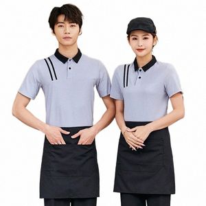 Restaurang Drink servitör Workwear Women's Short-Sleeved Fast Food Hamburger Hot Pot Milk Tea Barbecue Restaurang T-shirt Tryck E6NF#
