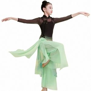 Kinesisk stil Klassisk dans Elegant Practice Dance Costume Girls Traditial Natial Modern Costume Yangko Dance Wear G3F2#