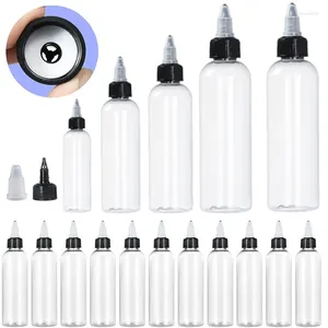 Lagringsflaskor 5st 30/60/100/120 ml tom klar plast PET -dispensering med twist cap press för hantverk Art bläck flytande tvåloljor