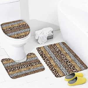 Maty do kąpieli moda lampart zbiór maty brązowy czarny biały wzór w paski nowoczesny dywan domowy wystrój łazienki bez poślizgu dywan toalety