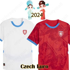 2024 2025 tjeckiska euro fotbollströjor souvenir tjeckiska republiken nationell 24 25 hem röd bort vit fotboll skjorta män barn kit sport utomhus