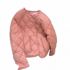 women's Short Down Cott Jacket Pink Parkas Round Neck Warm Coat Feminine Unique Autumn Winter Iight Fi Outerwear h46I#