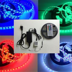 Vattentäta remsor IP65 5M 300 lysdioder SMD 5050 RGB -lampor LED -remsor 60 lysdioder M Fjärrkontroll 12V 5A Strömförsörjning med EU AU U5614943