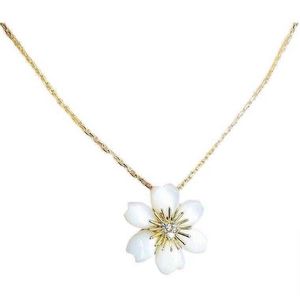 Designermarke Van Blumenkette 925 Sterling Silber verlegt 18k Gold weiße Muschel Sonnenblume Sechs Blütenhändler Kragenkette mit Logo