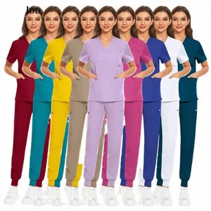 uniform Nurse Women Spa Uniform Beauty Sal Manicurist Beautician Working Clothes Women Lab Coat Joggers Sets Dental Scrub Mens a2sv#