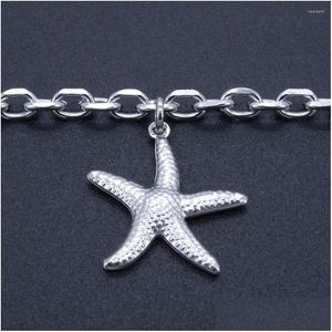 Anklets Women Ankel Bracelets Starfish Charm Stainless Steel 23 5 Cm 9-11 Inches Vintage Fashion Jewelry Punk Fan Factory Offer Drop D Otkrd