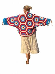 معطف المرأة ، طباعة هندسة ألواح الشتاء LG Sleeve طوق الطوق المعاطف الإناث 2023 الخريف فاي سترات سيدة Q1WQ#