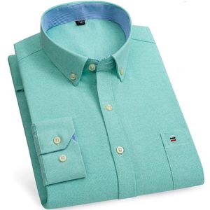 Koszulka Oxford Men moda 100 bawełniany cienki długi rękaw swobodny szczupły kolor kratowy druk paski formalna sukienka Plus 7xl 6xl 240328