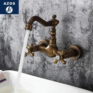 バスルームシンク蛇口azos in-wall faucet one-piece wash basin真鍮アンティークコールドアンドスイッチシャワールームランドリープールダブルハンドル