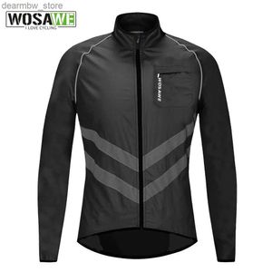 Jaquetas de ciclismo Wosawe jaqueta reflexiva ciclismo manga longa vento bicicleta blusão à prova de vento impermeável secagem rápida mtb jersey jaquetas windcoat24329