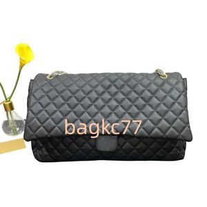 24ss yeni kadın klasik tek kapak maxi buzağı torbaları havyar deri yaşlı altın/gümüş metal donanım matelasse zincir crossbody el çantaları 46x14x2