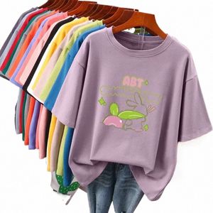 eBaihui 100 Cott L-5xl Plus Size T Shirt Carto Print Tshirt Kort ärm Kvinnors topp Summer Kawaii Par O Neck T Shirts 9322#