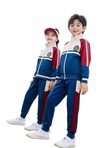 Uniforme de jardim de infância, roupas de primavera e outono, uniforme de classe de estilo universitário infantil personalizado, roupas de escola primária P3Po #