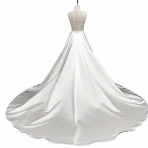 Satin löstagbar kjol bröllop avtagbart tåg för Dres Bow Bridal Overskirt Z1SG#