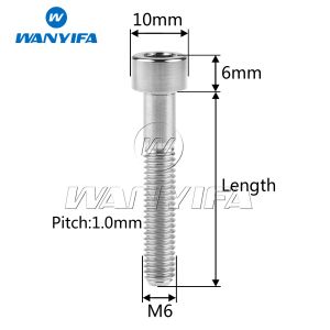 Wanyifa Titanium Bolts M6x 10 15 16 18 20 25 30 35 40 45 50 55 60 65mm Allen Head Screw Fit Headset Cap Mountain Road Bike