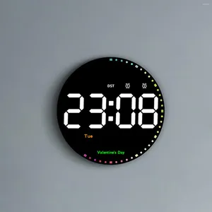 Wall Clocks LED Digital Clock Calendar Remote Control Snooze Countdown Timer Temperature Alarm For Bedroom Office Seniors