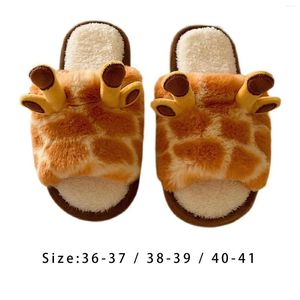 Pantofole Cartoon Giraffa Donna Peluche Morbido Antiscivolo Scarpe da casa pelose per Interni Esterni Autunno Inverno Camera da letto