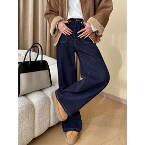 Sinan Jeans a gamba larga con doppia tasca, stile antiusura, linea chiara, gamba dritta impiombata SN4869