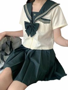Japanese Kawaii JK School Uniform Summer Cute Shortsleeve Sailor Outfit School Girls Carto Cosplay Pleated Kirt Costume Set U7bs#