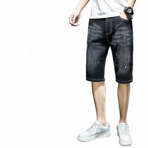 Herrenbekleidung Vintage-Loch-Kniehose Sommer Stilvolle Taschen Spliced Lässige gerade jugendliche Vitalität All-Match-Denim-Shorts P5M7 #