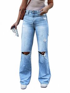 Mulheres baggy rasgado flare jeans senhora punk solto oversized buraco denim calças streetwear fi disred bell bottom lg calças 42vS #