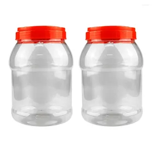 Garrafas de armazenamento 2 pcs frasco de alimentos transparente tanque organizador de cereais caso o animal de estimação plástico selado latas
