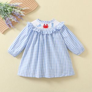 Girlymax Halloween Thanksgiving Baby Mädchen Smock Plaid Kürbis gewebtes Kleid Kinderkleidung Rüschen Schwarz Rot Gingham Boutique 211231