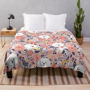 Coperte Simpatico Bichon Frise Garden - Sfondo rosa per letti Coperta messicana a quadretti