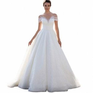 JEHETH CHARMING CAP ärmar Brudklänningar 2024 Classic Lace A-Line Wedding Dr Backl O-Neck Vestidos de Novia Custome Made F9ex#