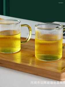 Tazze Tazza verticale per acqua in vetro resistente al calore Tazza con manico colorato Tè verde Caffè al latte per uso domestico