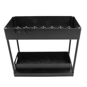 Hooks Sliding Drawers Cabinet Easy Placement Removal Under Sink Slide Out Storage Basket 1 Layer To Clean Versatile For