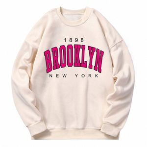 1898 Brooklyn New York Baskı Terzini Kadınlar Klasik Retro Fi Hooded Polar Sıcak Giysiler Gevşek Büyük Boy Hoodies Z32A#