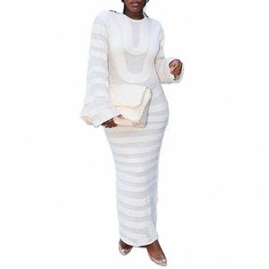 Plusowo -formalne formalne Dr White Crew Seckie LG Sleeve Maxi Dr 20YJ#