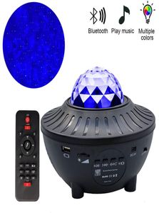 Lampa LED Nocna lampa światła Starry Sky Projector Bluetooth Remote Control Pudełko muzyczne odtwarzacz Water Wave Projector USB Rechargable7339357