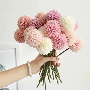 Decorative Flowers Ins Pingpong Chrysanthemum Artificial Flower Fake Multi Color Bouquet Living Room Party Decor Wholesale