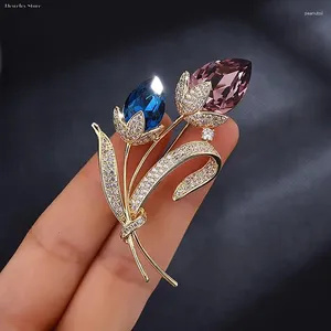Broches 1 pc flor de cristal brilhante para mulheres colorido zircão lapela pinos broche acessórios de casamento crachá jóias