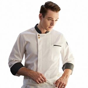 LG Sleeve Chef Ubrania mundur restauracja kuchnia gotowanie męskiego szefa kuchni kelner kelner robocze kurtki Profial mundure ogólnie n8tb#