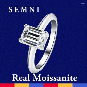 Cluster Rings Semni 2.0CT Emerald Cut Moissanite Diamond Ring for Women 925 Sterling Silver Gift älskade fru Girl Girl Griend Mum Free