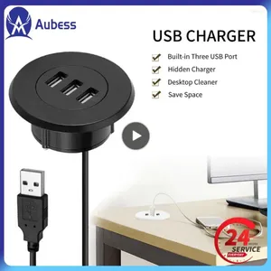 3-in-1 USB 2.0 Hub Desktop Embedded Computer Schreibtisch One Drag Three Splitter Weiß USB2.0 Lesedatenleitung