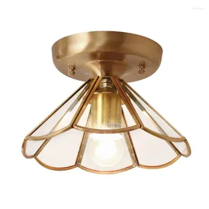 Ceiling Lights Pure Copper Gold Lighting E27 Small Glass Lamps In Corridor Balcony Hallway Nordic Interior Room Brass