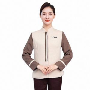 women's Cleaning Work Hotel Receptiist Uniform Costume Housekee Waiter Clothes Massage Nail Beautician Cafe Work Outfit G2bN#