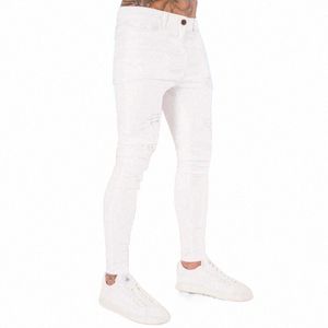 Calças de brim masculinas Fi rasgadas buracos magros destruídos calças jeans masculino 2022 nova alta qualidade branco corredores jeans s0tC #