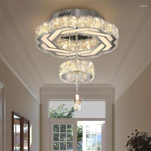 天井照明15''silverミニクリスタルランプシャンデリアベッドルームバスルームモダンなLED廊下の廊下が調光できる